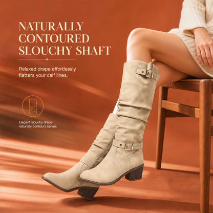 Women's Knee-High Retro Chunky-Heeled Cowboy Boots