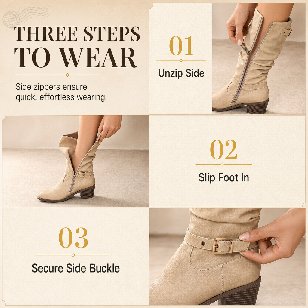Women's Knee-High Retro Chunky-Heeled Cowboy Boots