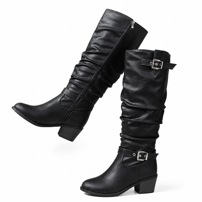 Women's Knee-High Retro Chunky-Heeled Cowboy Boots