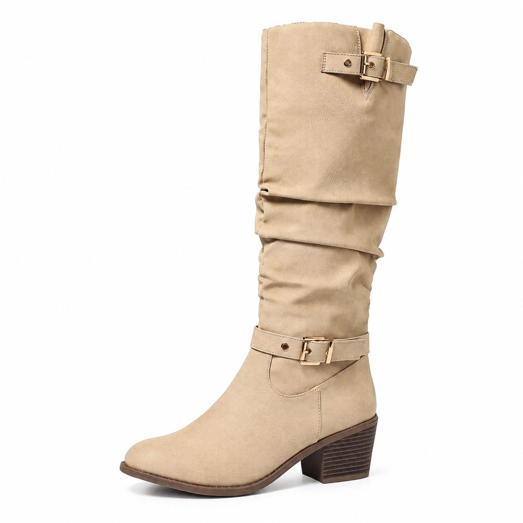 Women's Knee-High Retro Chunky-Heeled Cowboy Boots