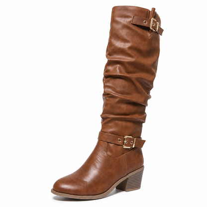 Women's Knee-High Retro Chunky-Heeled Cowboy Boots