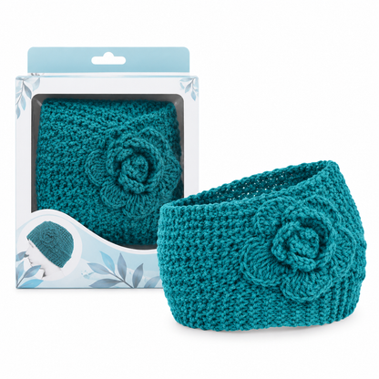 Women Winter Warm Knitted Ear Warmer Headband Wide Floral Hair Accessory