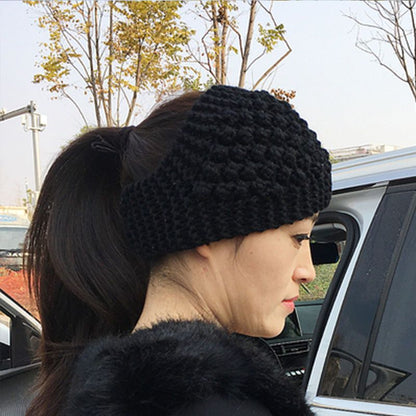 Women Winter Warm Knitted Ear Warmer Headband Wide Floral Hair Accessory