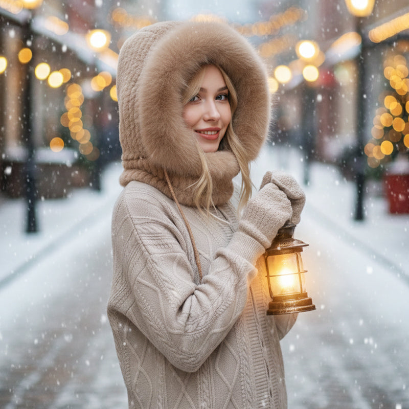 Women's 3-in-1 Winter Hooded Scarf Mask